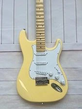 US warehouse  Cream Yellow ST Electric Guitar Scalloped Maple Fretboard Solid