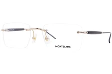 Mont Blanc MB0411O 001 Eyeglasses Men's Gold Rimless Rectangle Shape 55mm