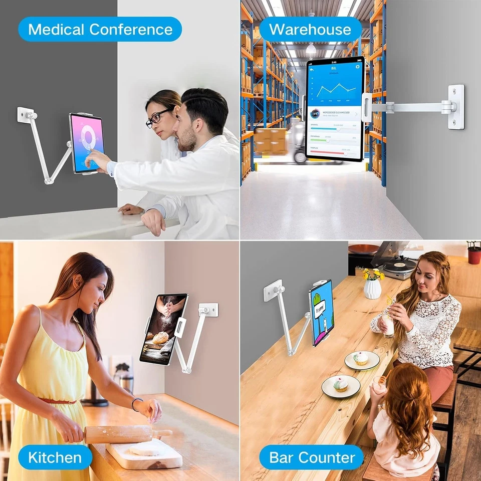 Sleek Adjustable Wall-Mount Tablet Holder - Supports 4.7-12.9 Inch Devices - Image 4 of 4