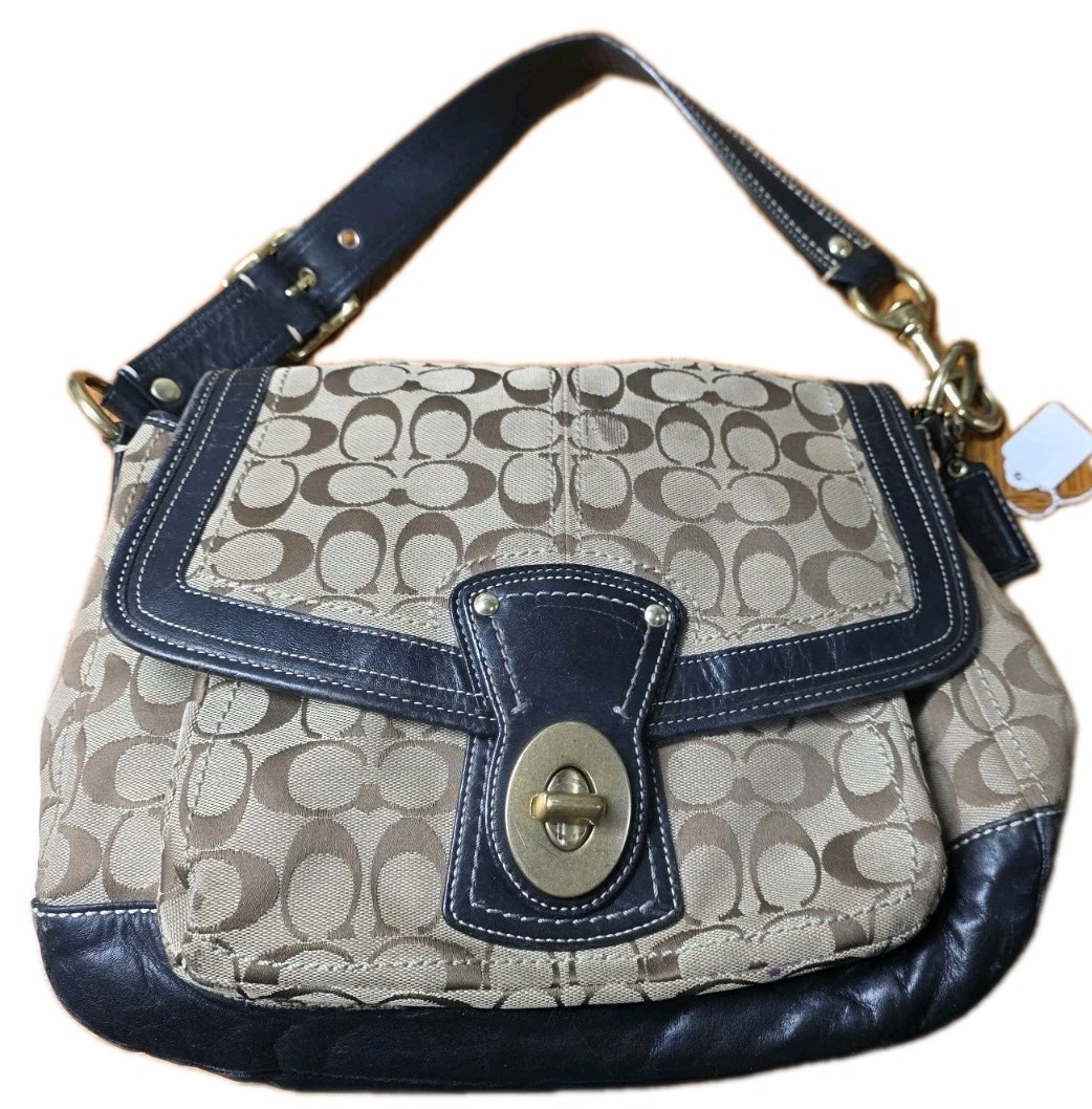 Auth COACH 'Good ' F12857 Handbag Signature Canvas Leather