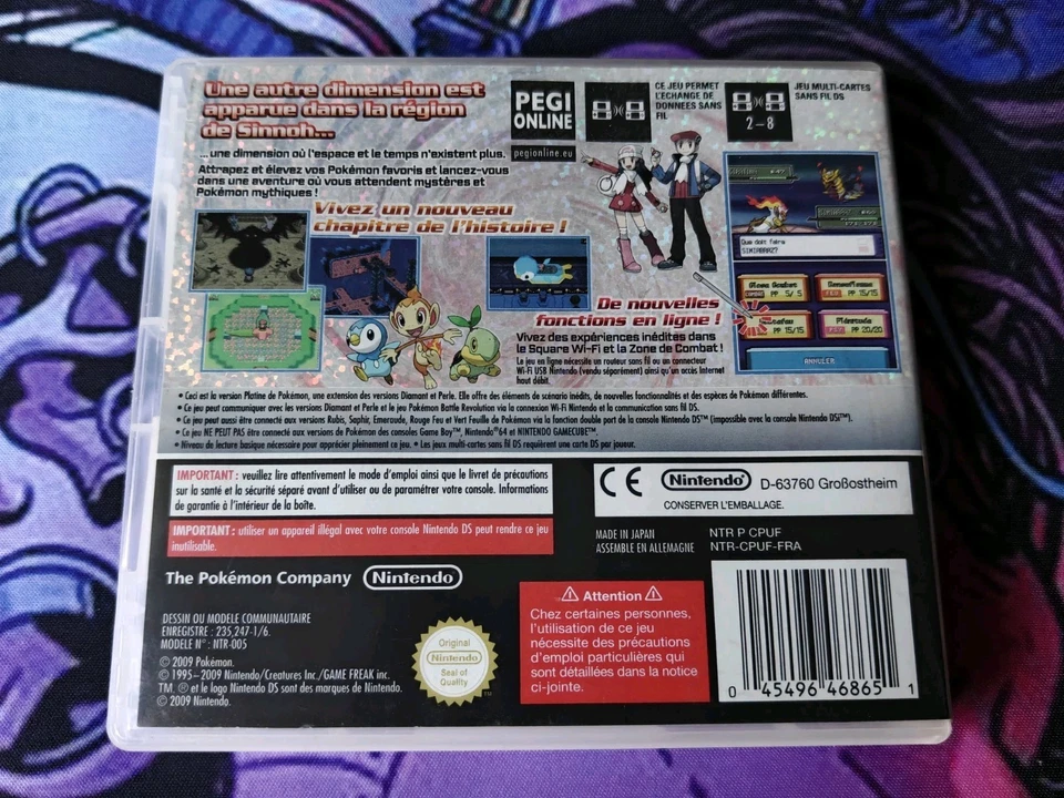 Jeu Pokémon Version Platine Pour Nintendo DS 3DS Complet Boîte Notice Points Vip, photo 3 sur 5