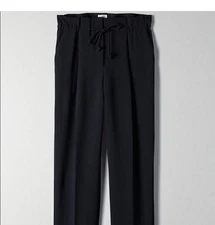 WILFRED Aritzia Alto Pants Size XS Black NEW High Waist Paper Bag Dress Pant