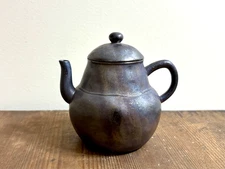 rare and delicate wood fired black pottery hand-built gongfu teapot 436