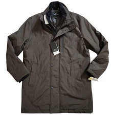 Marc New York Men's M Picton City Rain Car Coat Dark Brown Trench Full Zip NWT