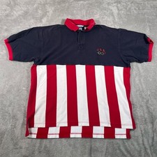 Vintage 90s Champion USA Olympics Polo Shirt Men's XL Multicolor