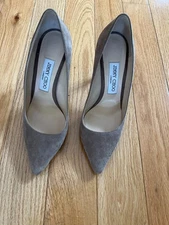 Jimmy Choo Romy 100 Beige Tan Pointed Toe Pumps EU 37 US 7