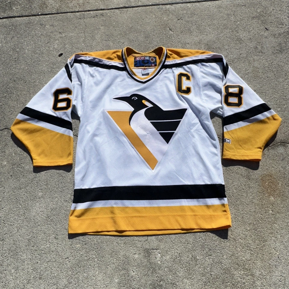 Jersey Jaromir Jagr Blanco Vintage Pittsburgh Penguins CCM Talla Mediana Foto 2 de 4