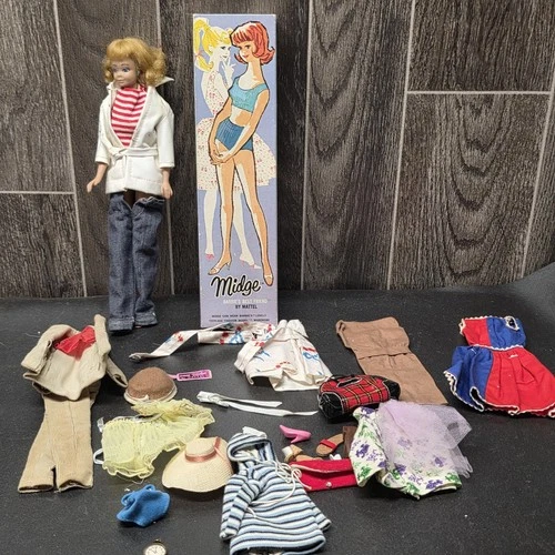 Vintage 1962 Barbie Best Friend Midge Mattel 860 Blonde Box + Extra Accessories