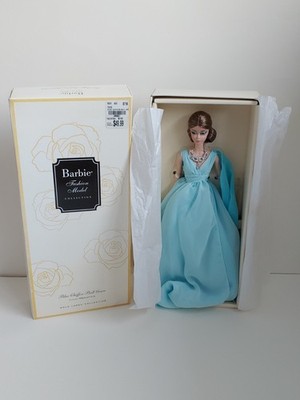 2016 Blue Chiffon Ball Gown Silkstone Barbie Doll Gold Label DYX74 Mattel