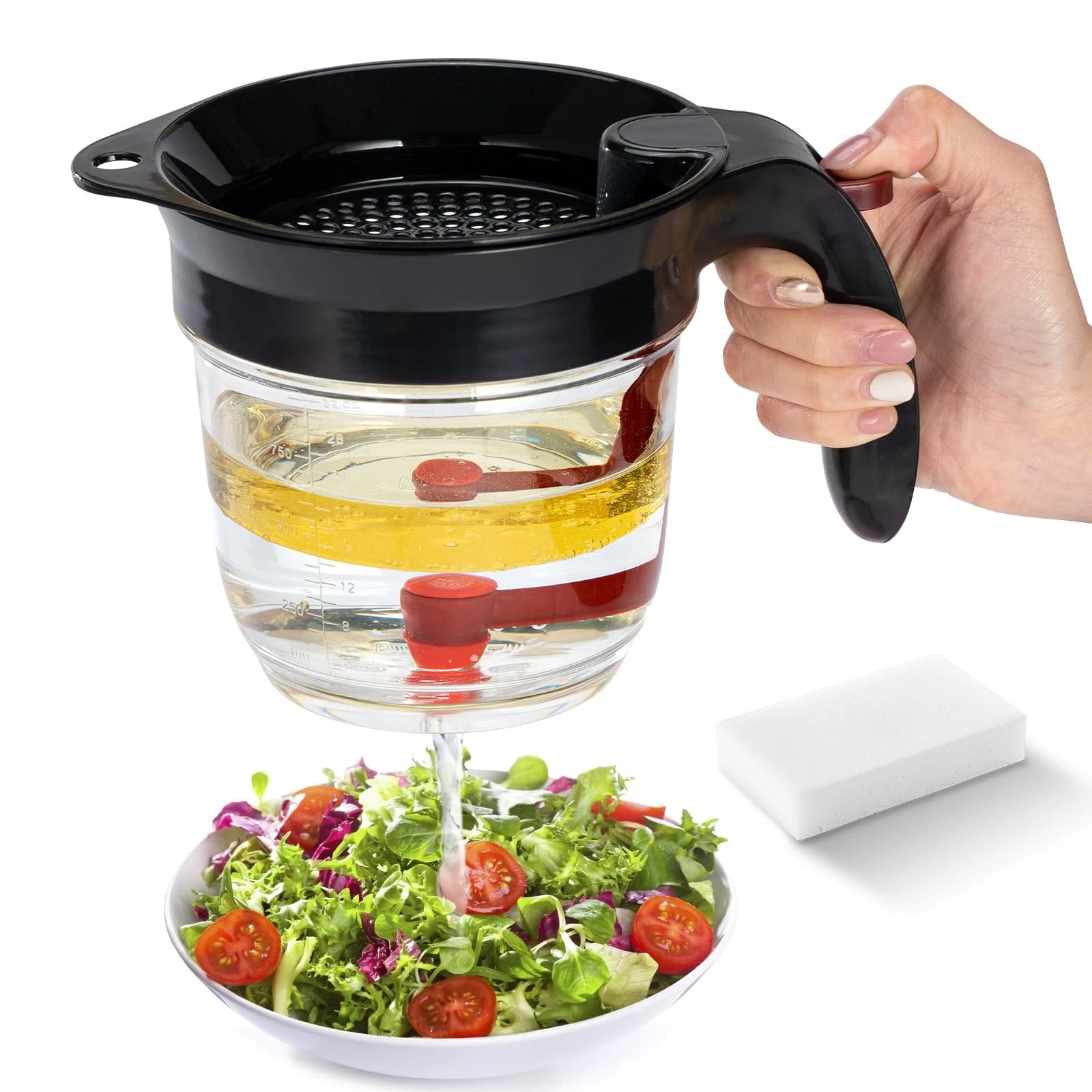 Fat Separator Gravy 4 Cup 32oz Grease Separator Measuring Cup Filter Pad
