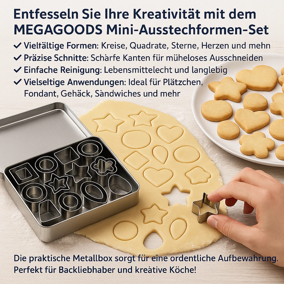 30-tlg. Mini-Ausstechformen Set Edelstahl Box Plätzchen Fondant DE. - Bild 2 von 4
