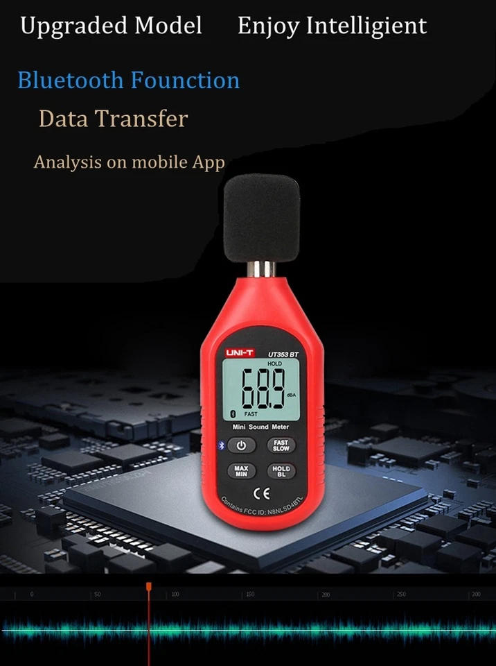 UNI-T Digital Bluetooth Sound Level Meter Decibel Noise Tester 30-130dB UT353BT - Image 3 of 4