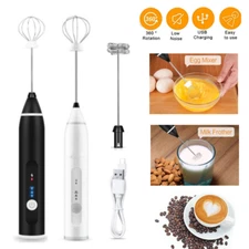 Electric Milk Frother Handheld Whisk Mixer Stirrer Coffee Egg USB Rechargeable 