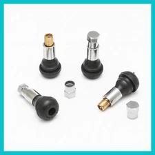 4 pieces TR413 Wheel Tire Valve Stems Short Chrome Rubber Cap for Car Truck Bike