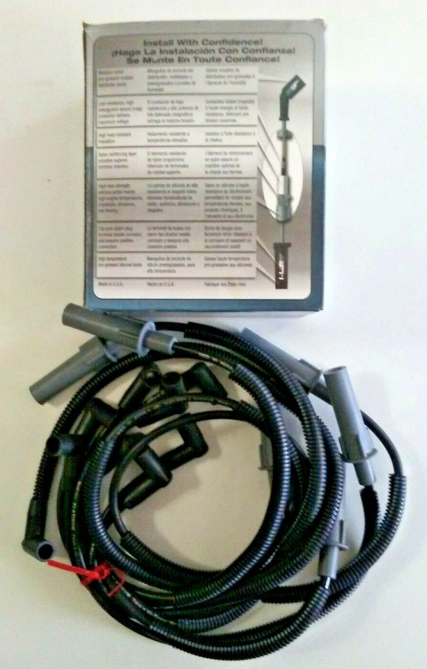 Juego de cables de bujía de 7 mm de alta temperatura PLATINUM PROSPARK cable general 9616 (hecho en EE. UU.) Foto 2 de 4