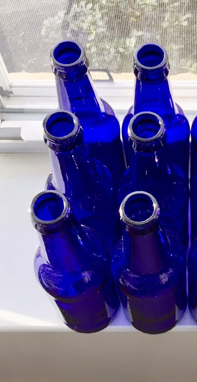 SPRING BOTTLE TREE Decor - 12 COBALT BLUE GLASS BOTTLES Garden DIY CRafTs L@@K!