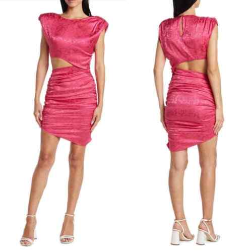 Ronny Kobo Kyle Pink Asymmetric Cutout Ruched Sle… - image 1