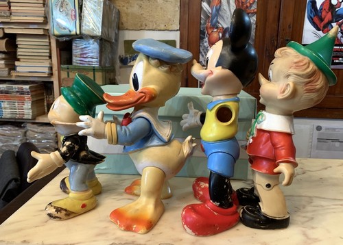 Lote 4x GRANDE Juguete de Goma DISNEY Pinocho Pequeño Cricket Mickey Mouse Pato Donald - Imagen 4 de 7