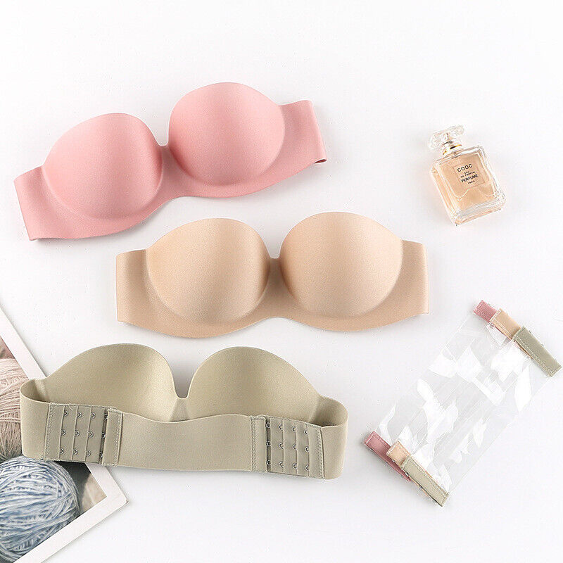 Strapless Wedding Party Invisible Bra Padded Push Up Bra Clear