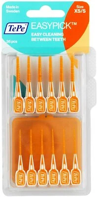 TePe EasyPick Interdental Toothpicks - XS/S - Orange - 36 Picks in 1 Pack