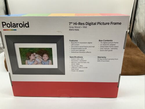 7” Hi-Res Digital Picture Frame, Gray Wood + Mat - Polaroid - Picture 4 of 5