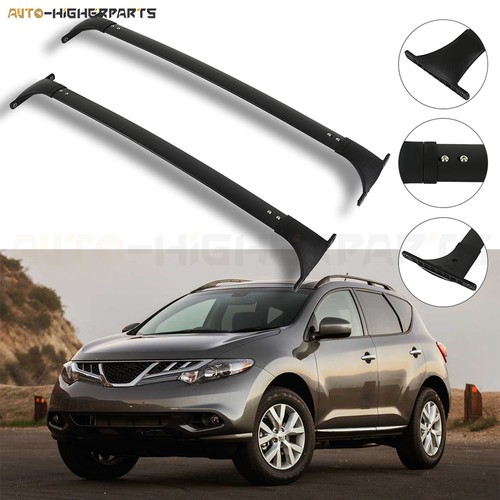 For Nissan Murano 2009-2014 Black Roof Cross Bar 2pcs Black Aluminum - Picture 5 of 6