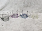 Vintage Mini Beer Mug Shot Glasses Colored Bottom Federal Glass - Set Of 4