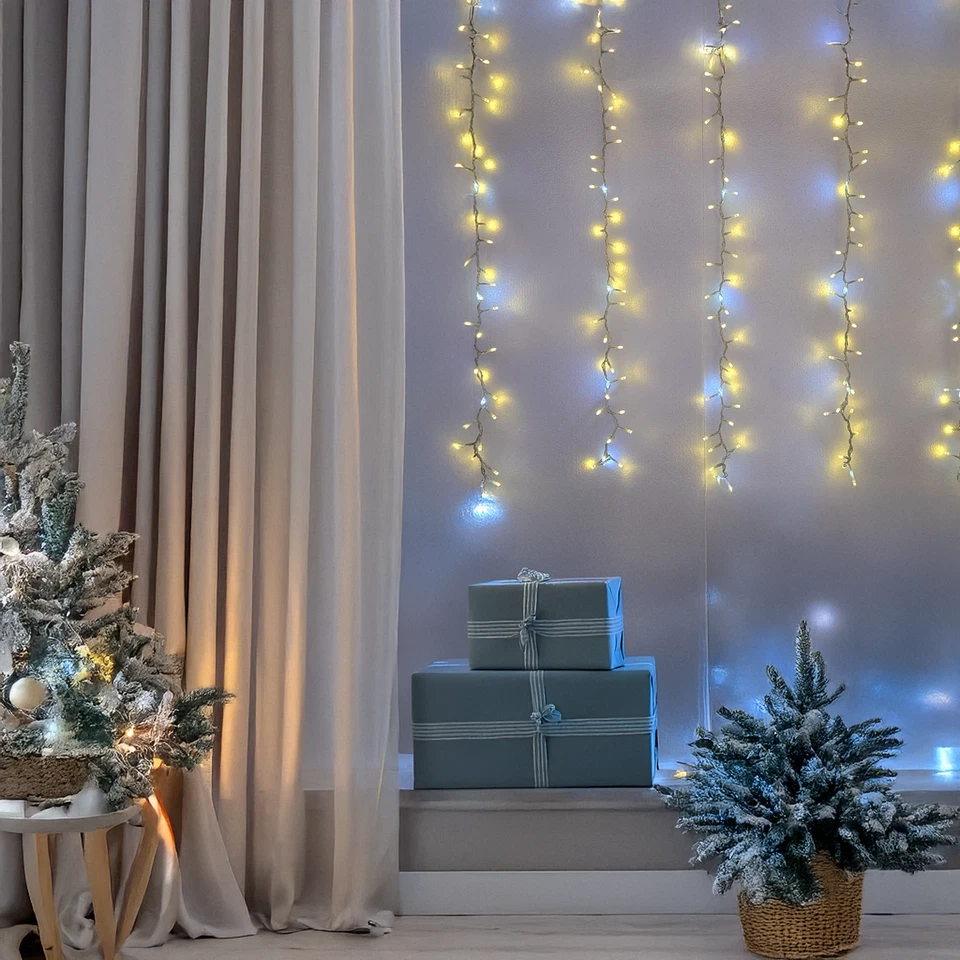 Lotti Tenda Luminosa Natalizia 460x80cm 1152 LED StarFall Bianco Caldo+Freddo - Immagine 2 di 4