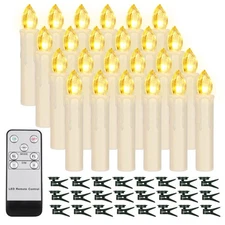 24PCS Flameless Taper Candles Flickering with Remote Timer, Battery Operated ...