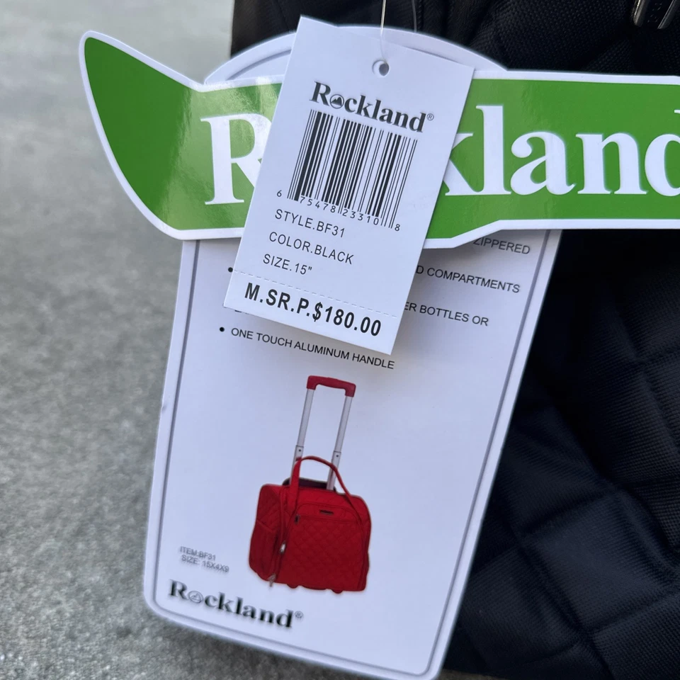 Equipaje de mano Rockland Melrose vertical con ruedas debajo del asiento negro 15 pulgadas nuevo con etiquetas Foto 2 de 4