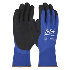 Pip Coated Gloves, Foam Latex, Foam, Palm, 3 Abrasion Level, Blue/Black, M (8)