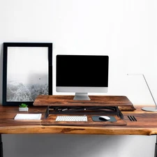 37" Brown Home Office Desk Riser Adjustable Standing Desk Converter