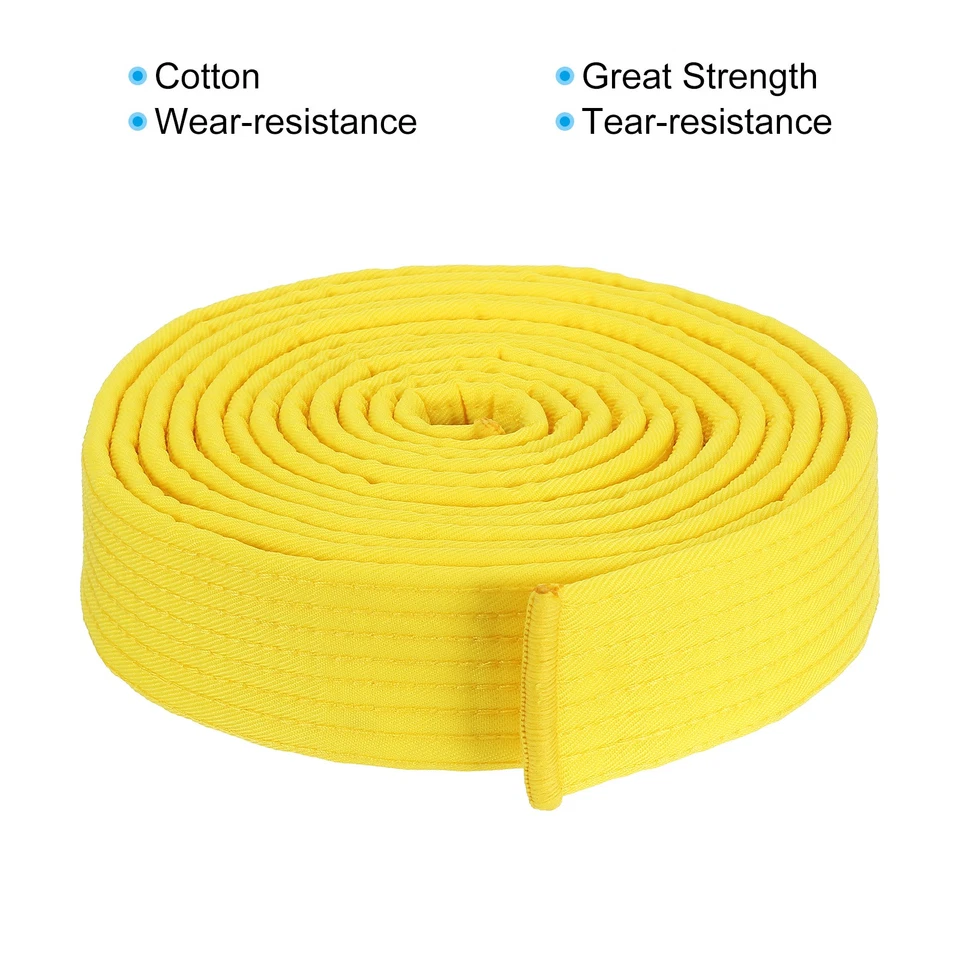 1.6"x11.2Ft 3.4m Cotton Taekwondo Colored Ranking Belt, Yellow - Image 3 of 4