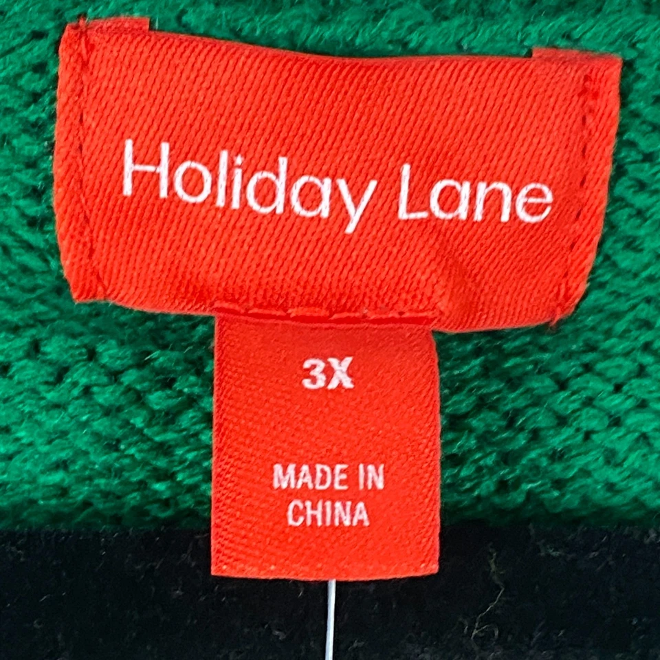 Holiday Lane Christmas Sweater Womens 3X Green Sequin Gingerbread Man Crew - Image 4 of 4