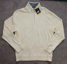 NWT Lands' End Bedford Rib Quarter Zip Sweater Soft Yellow Mens Size Medium