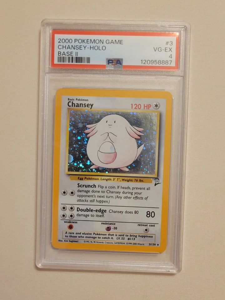 Chansey - Pokemon Base Set 2 #3 - Very Good to Excellent PSA 4 - Image 2 of 4