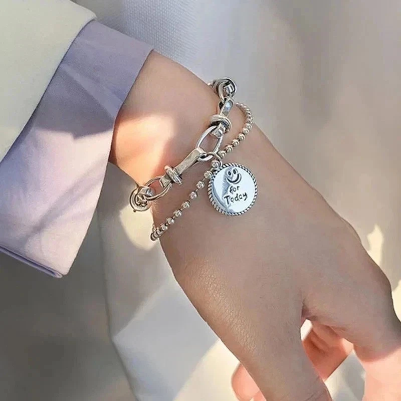 Massives 925 Sterling Silber Armband für Damen | Vintage Handarbeit schlichter Armreif
