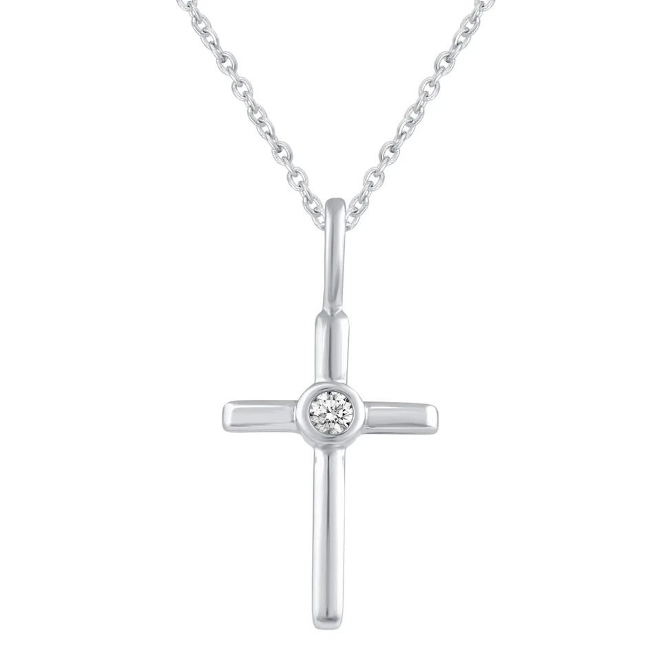 Cross Design With Natural Real Diamonds & Solid 950 Platinum Women's Pendant - Image 2 of 4