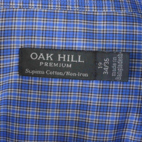 Oak Hill Mens Shirt 19 34/35 Blue Check Long Sleeved Supima Cotton Non-Iron - Picture 7 of 9