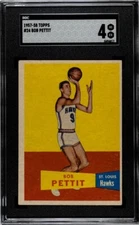 1957 Topps #24 Bob Pettit Rookie SGC 4 St. Louis Hawks HOF Basketball Card RC
