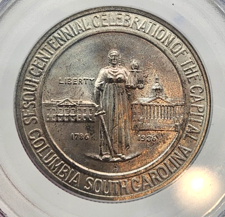 1936-D Columbia Commemorative Silver Half Dollar PCGS MS-66 - Image 3 of 4