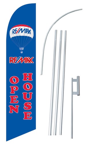 Remax Open House Banner Flag Sign Blue Advertising Feather Swooper Kit ...