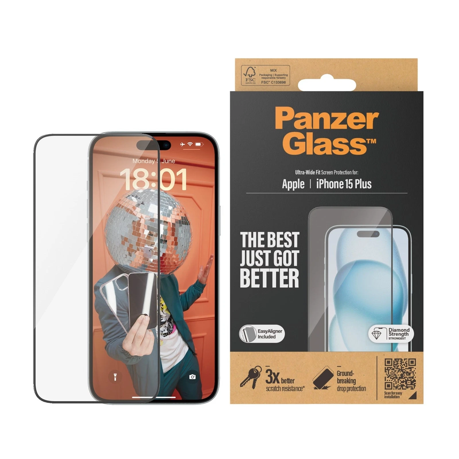PANZERGLASS SCREEN GLASS PROTECTOR ULTRAWIDE FIT WEASYALIGNER IPHONE 15 PLUS