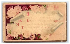 Postcard-  GREETINGS FLOWERS ROLLED UP PAPER