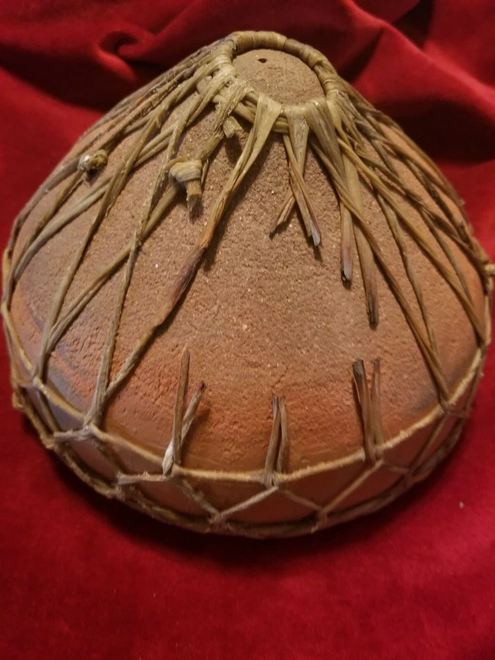 Tambor, tambor de mano piel animal vintage Foto 4 de 4