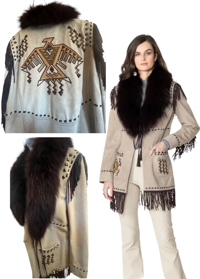 Double D Ranch Thunderbird Dance Jacket 2XL NWT C3027 Leather Fur Embroidered