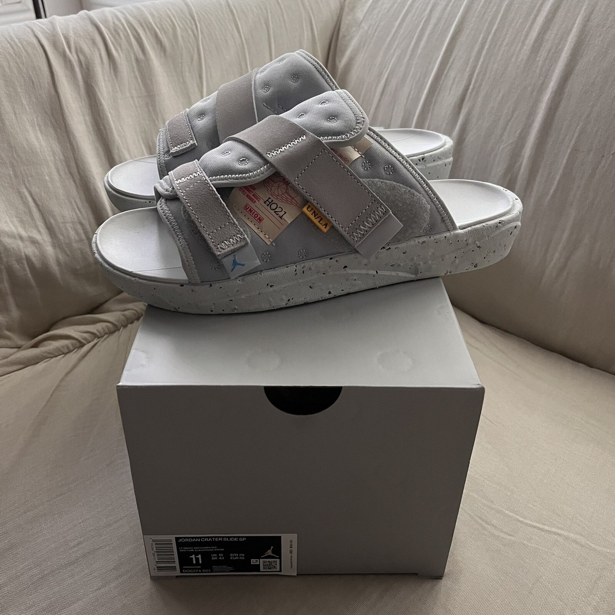 union x jordan crater slide sp smoke grey - new size 11 union x jordan crater slide sp smoke grey - new size 11