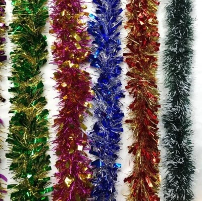 2M(6.5FT)x90mm Tinsel Christmas Tree Decorations X'mas Garland Choose 11 Colour