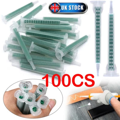 DAYDAYUP-UK 100x Static Mixer Epoxy Resin Mixing Tube Nozzles Sets For Ab Glue Gun Approx