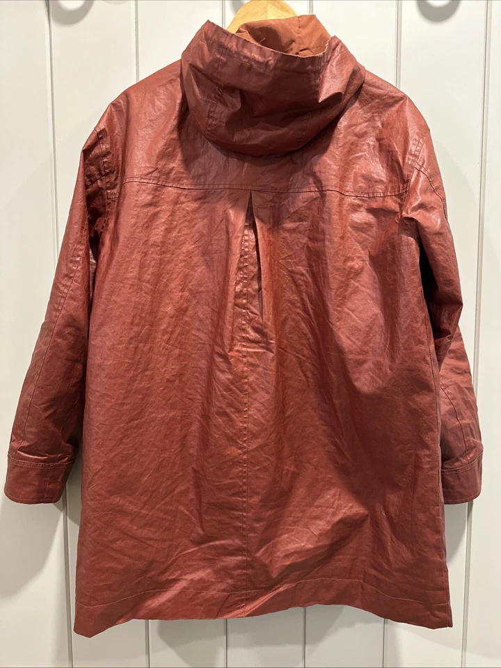 Chaqueta de lluvia de lino recubierta Garnet Hill, talla 2, henna quemada, funciona grande (sm/md) abrigo Foto 3 de 4